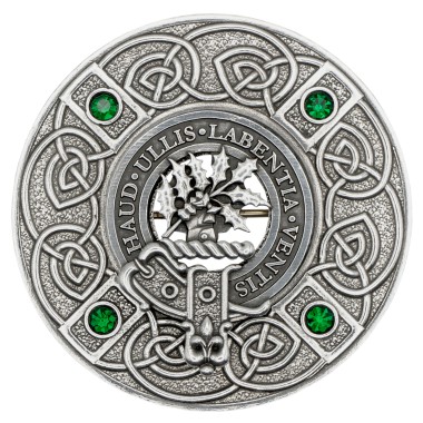 Plaid Brooch Scottish Saltire Gem Clan Irving of Bonshaw Crest 