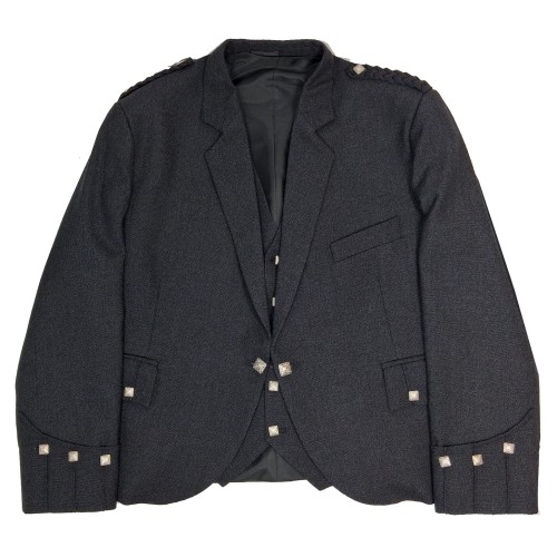 52R Charcoal Arrochar Tweed Argyll Kilt Jacket and Waistcoat