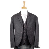 42R Charcoal Tweed Wallace Jacket and Waistcoat