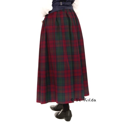 Gathered Long Tartan Skirt