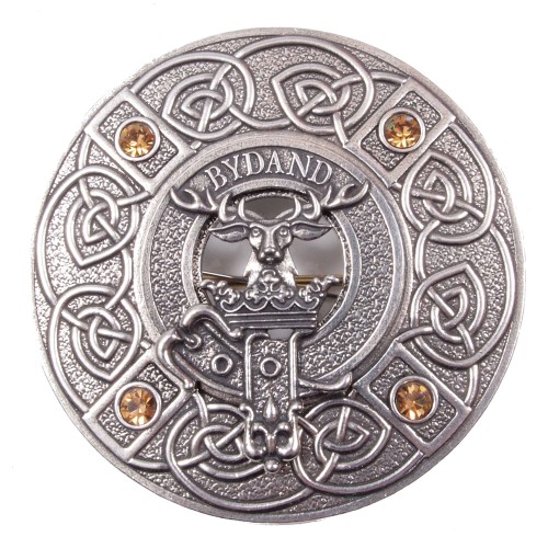 Plaid Brooch Scottish Saltire Gem Clan Crest 