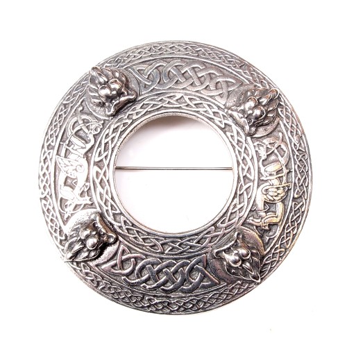 Scottish Lion Head Plaid Brooch