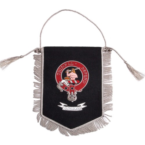 Embroidered MacFarlane Clan Banner - Silver