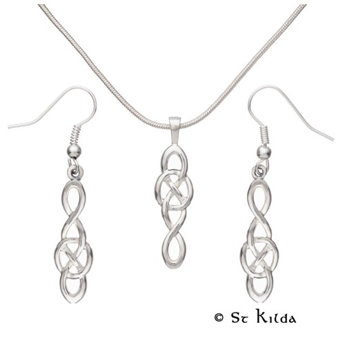 Carrick Celtic Knot Drop Pendant and Earring Set