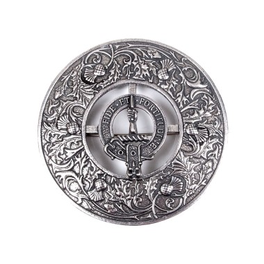 Plaid Brooch Caledonia Thistle Small Clan Erskine Crest 
