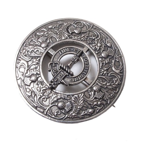 Plaid Brooch Caledonia Thistle Small Clan Crest 
