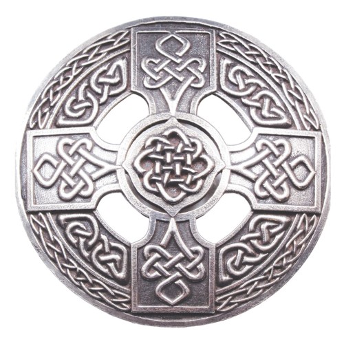 Plaid Brooch Celtic Cross