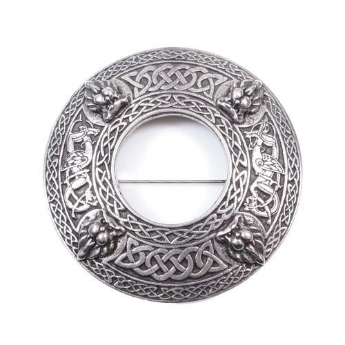 Scottish Lion Head Plaid Brooch