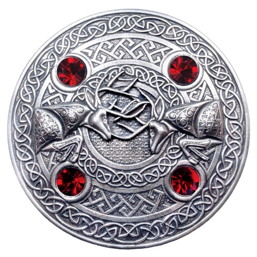 Plaid Brooch Fighting Stags