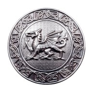 Plaid Brooch Celtic Knot Welsh Dragon