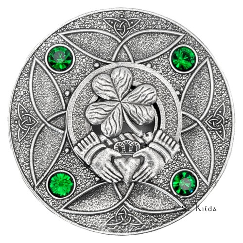 Plaid Brooch Celtic Knot Large Irish Clan/Sept Crest