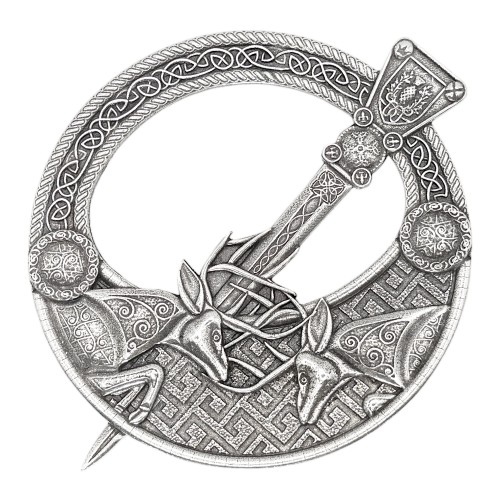 Plaid Brooch Fighting Stags Penannular 
