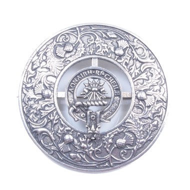 Plaid Brooch Caledonia Thistle Small Clan Cameron Crest 