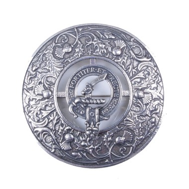 Plaid Brooch Caledonia Thistle Small Clan Eliott Crest 