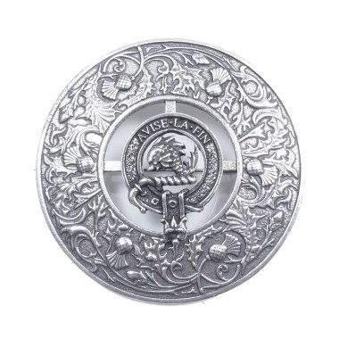 Plaid Brooch Caledonia Thistle Small Clan Kennedy Crest 