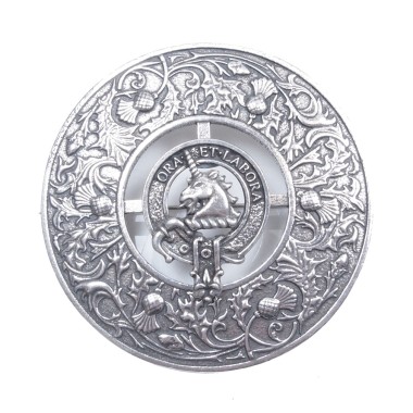 Plaid Brooch Caledonia Thistle Small Clan Ramsay Crest 