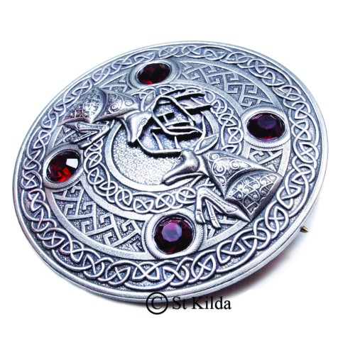 Plaid Brooch Fighting Stags