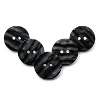 5x Replacement Large (19mm) Black Imitation Horn Kilt Jacket Buttons - Five Pack