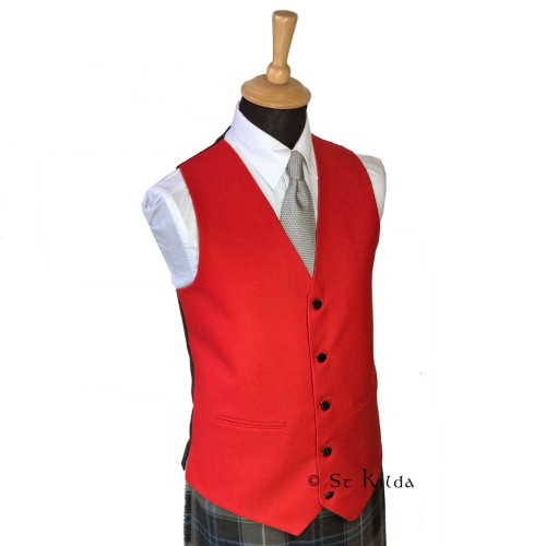 42" Red Barathea 5 Button Waistcoat