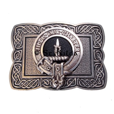 <br>Clan Charteris Crest Celtic Knot Belt Buckle 