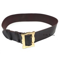 Brass Buckled Kilt Belt - Dark Brown