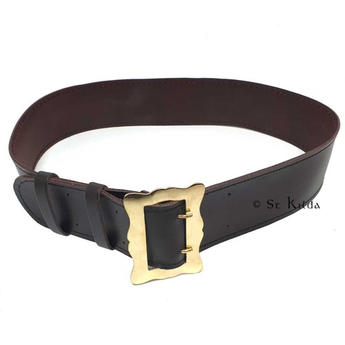 Brass Buckled Kilt Belt - Dark Brown