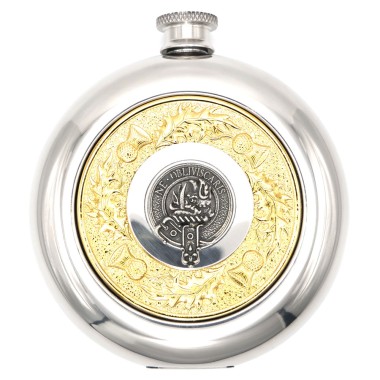 Sporran Flask Gold with <br>Clan Erskine Crest