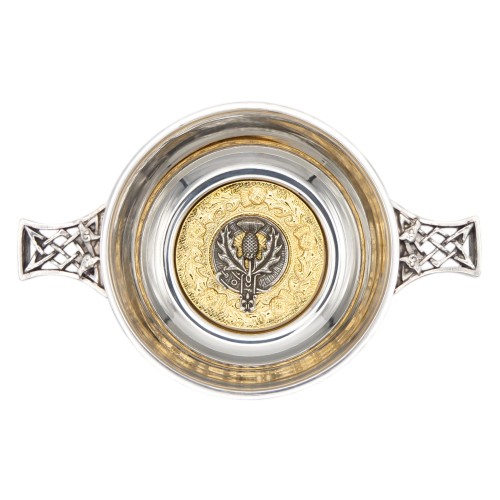3" Quaich Scottish Clan Crest and gold surround