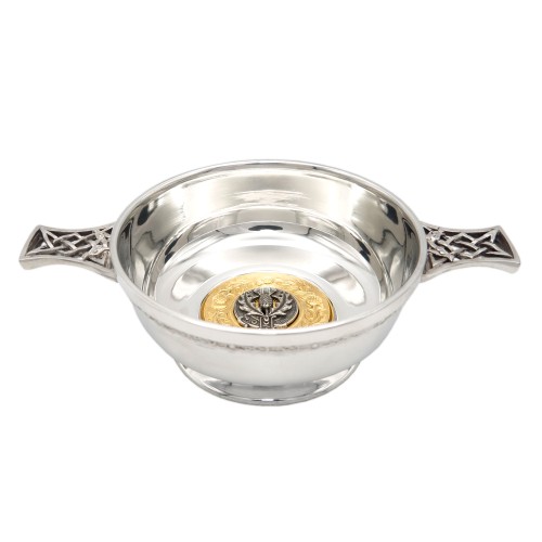 4" Quaich with Scottish Clan Crest and gold surround