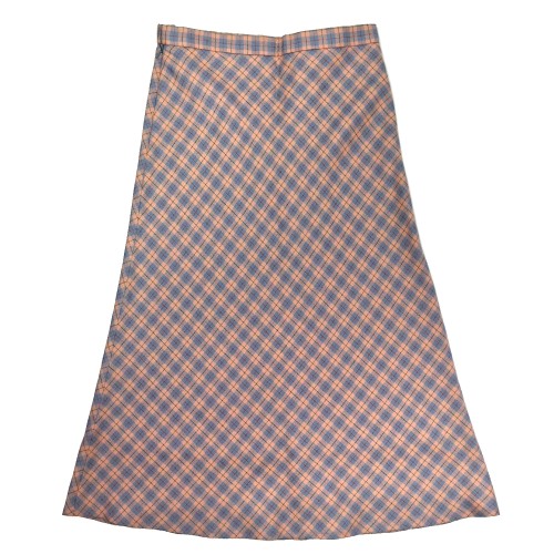 Peach Check Bias Cut Skirt - 28" Waist / 31.5" Length