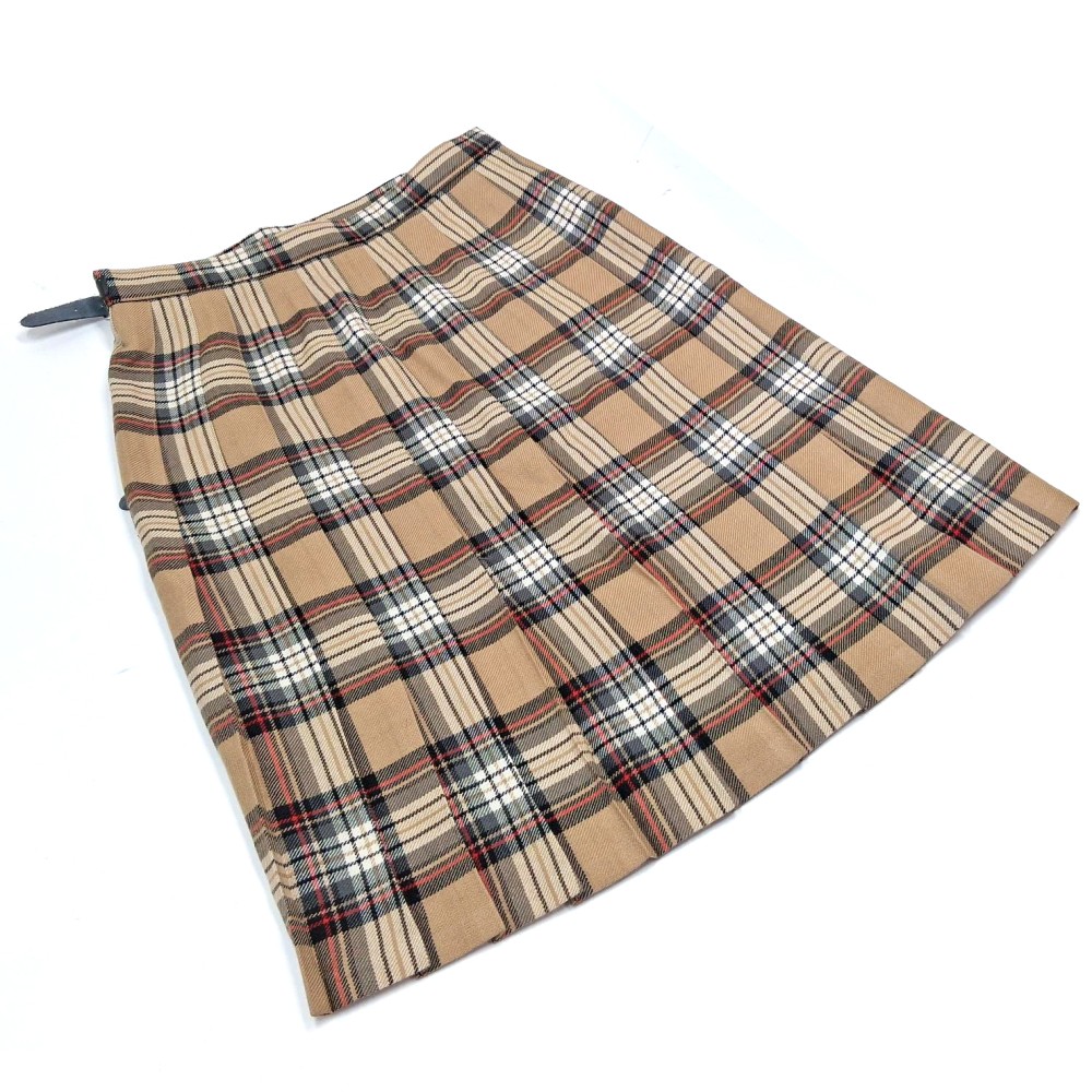 Stewart Camel Kilted Skirt - 28" Waist / 22" Length
