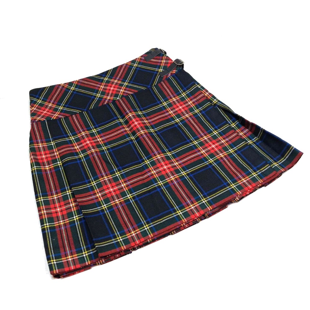 Black Stewart Mini Kilted Skirt - 25" Waist / 17" Length