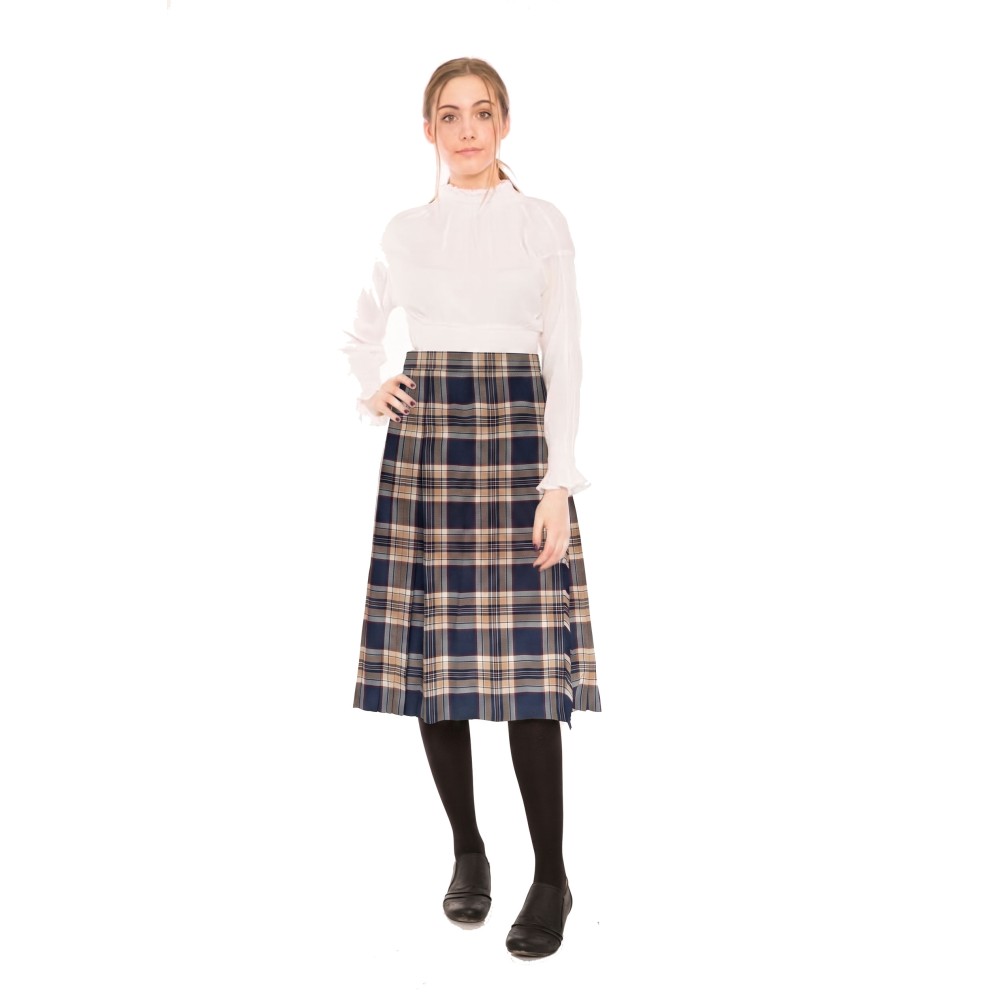 Navy Stewart Long Kilted Skirts - Various Sizes