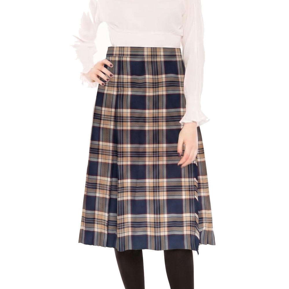 Navy Stewart Long Kilted Skirts - Various Sizes