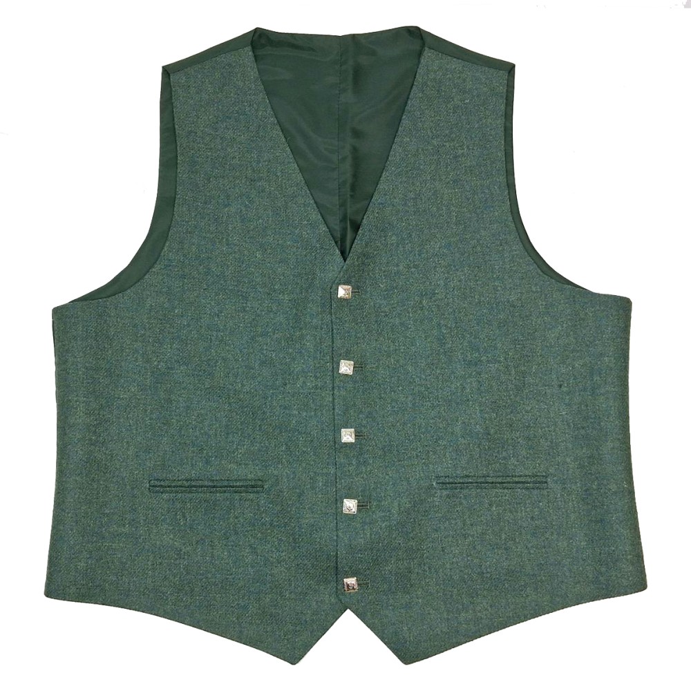 48 Highland Green Tweed Kilt Waistcoat
