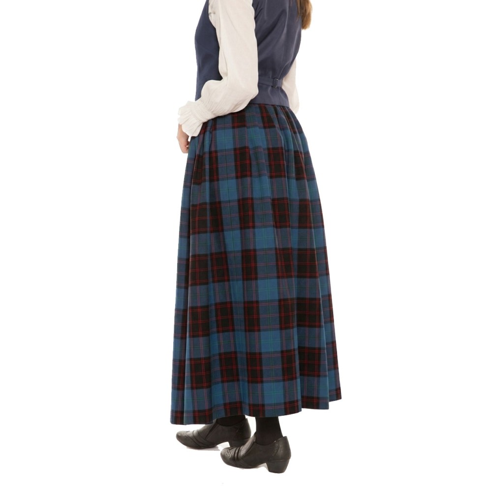 Gathered Long Tartan Skirt