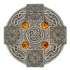 Plaid Brooch Gemstone Celtic Cross