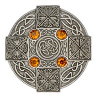Plaid Brooch Gemstone Celtic Cross