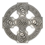 Plaid Brooch Thistle Celtic Cross