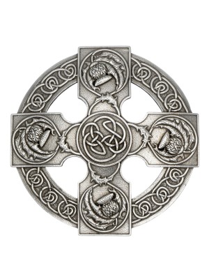 Plaid Brooch Thistle Celtic Cross