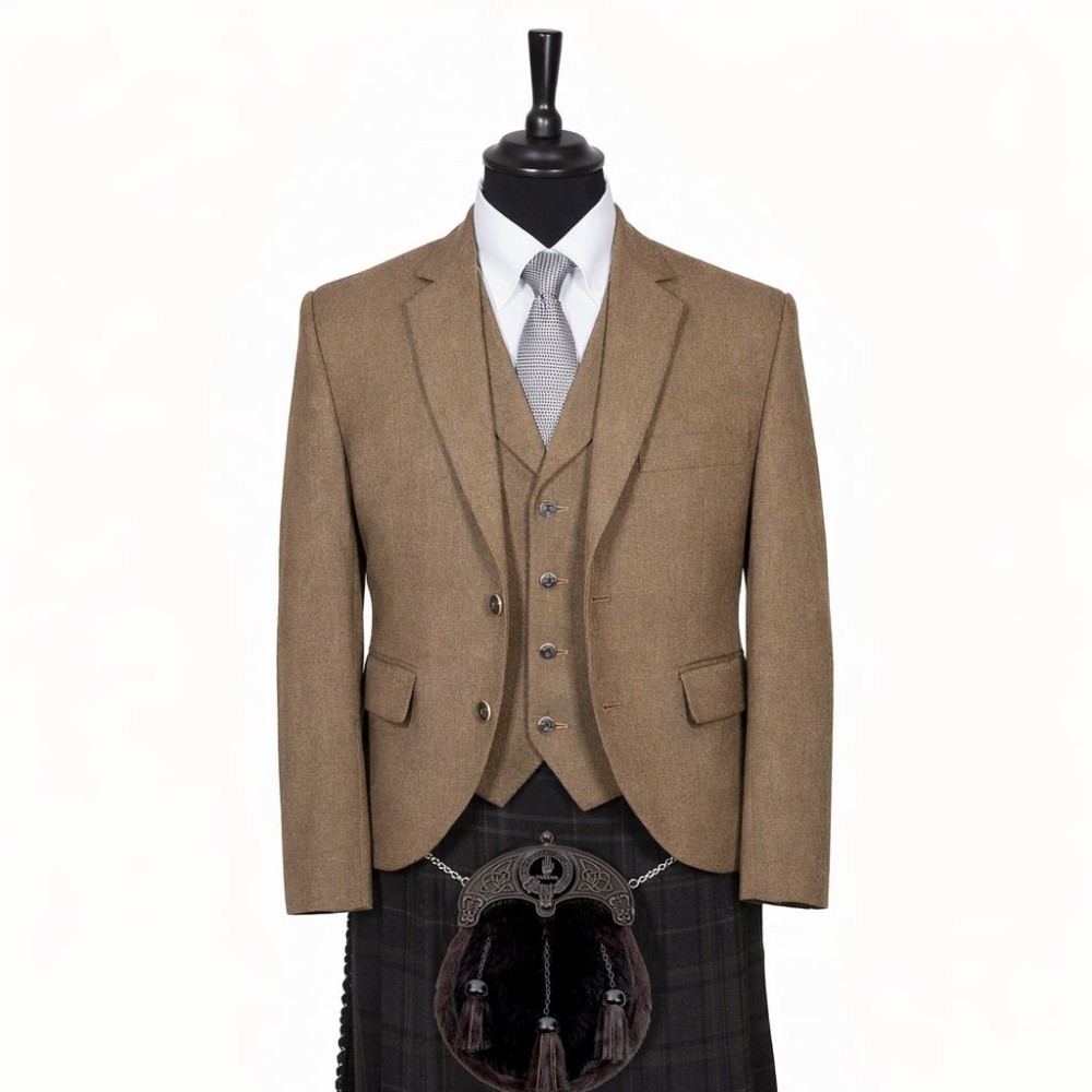 Rothesay Kilt Jacket and Waistcoat - Brown Arrochar Tweed