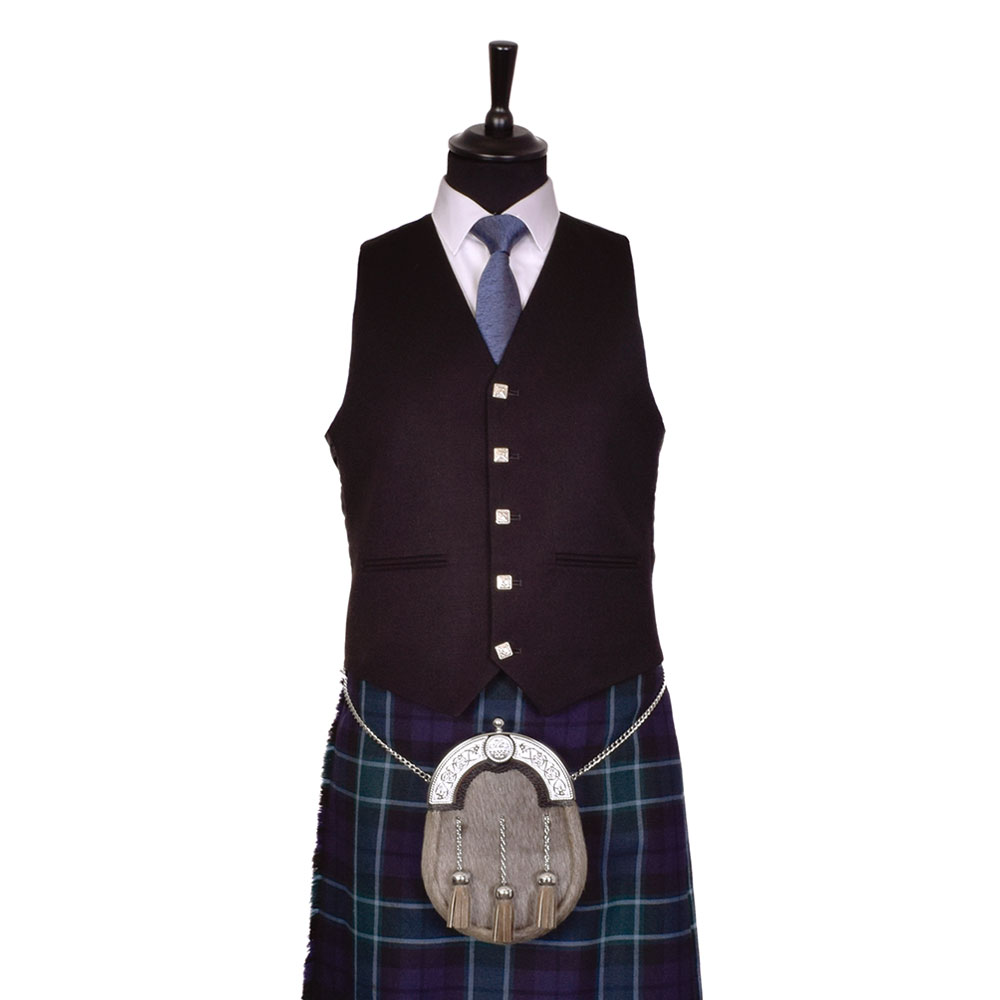 Argyll Kilt Jacket and Waistcoat - Black