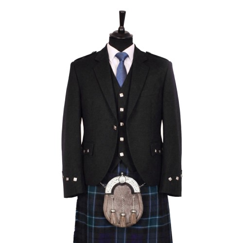 Argyll Kilt Jacket and Waistcoat - Black