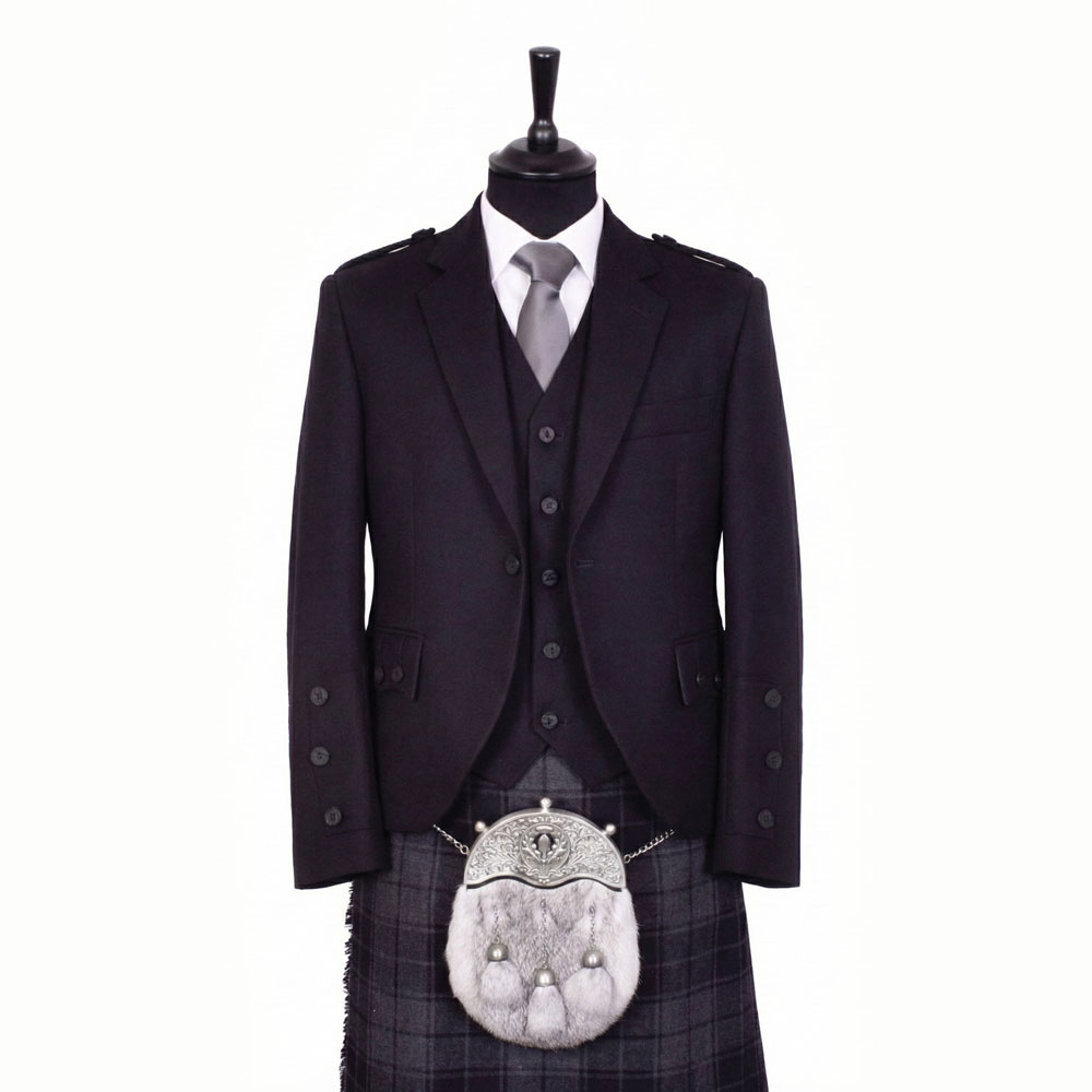 Braemar Tweed Jacket in Black Arrochar