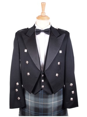 50 Black Prince Charlie Kilt Jacket and Waistcoat 