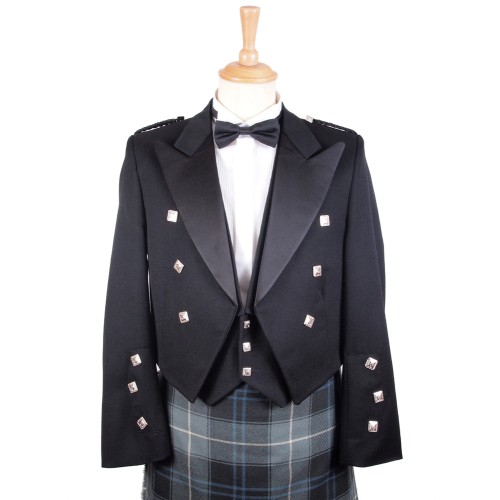 50 Black Prince Charlie Kilt Jacket and Waistcoat 