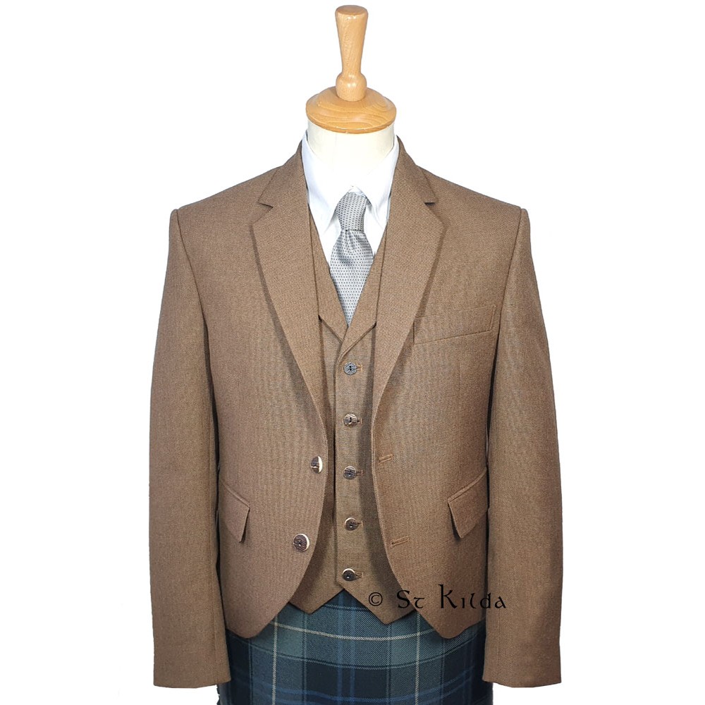 Rothesay Kilt Jacket and Waistcoat - Brown Arrochar Tweed