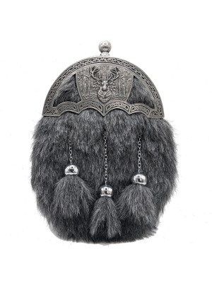 Faux Charcoal Fur Dress Sporran