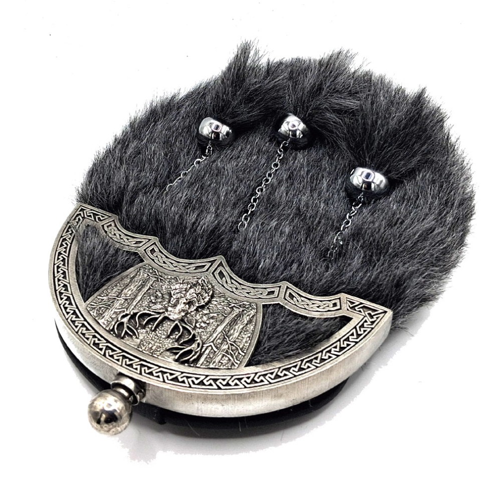 Faux Charcoal Fur Dress Sporran