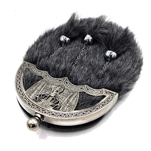 Faux Charcoal Fur Dress Sporran